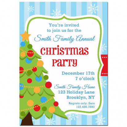 Decorated Christmas Tree Invitation - Christmas Tree in Snow Collection