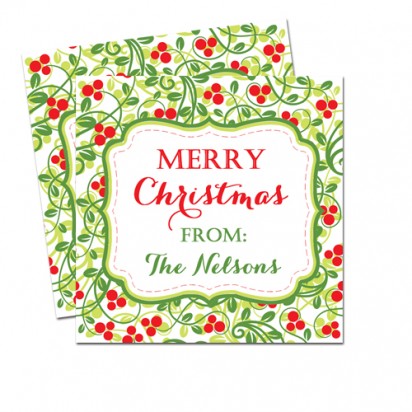 Holly Swirl  2.5" Christmas Gift Tags