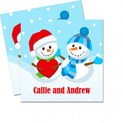 Snowmen with Heart 2.5" Christmas Gift Tags