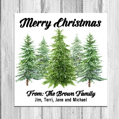 Snowy Christmas Trees 2.5" Christmas Gift Tags