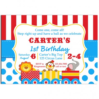 Circus Carnival Birthday Party Invitation 