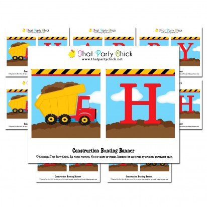 Construction "Happy Birthday" Banner - Dump Truck Collection