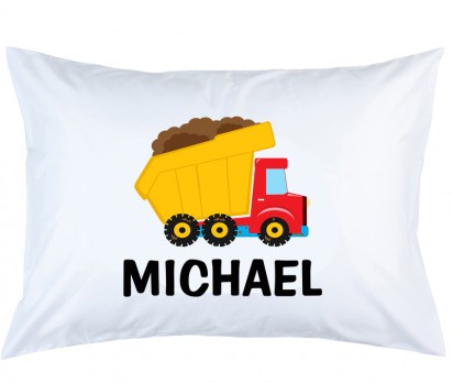 Personalized Construction Truck Pillow Case