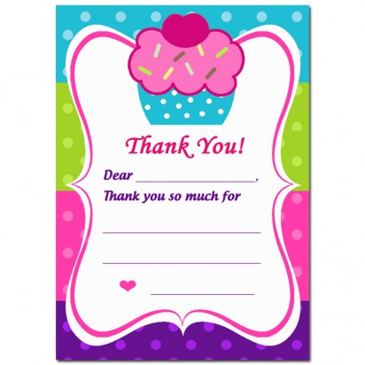 Cupcake with Sprinkles Thank You Notes