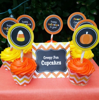 Halloween Candy Corn Cupcake Toppers - Candy Corn Sweet Collection