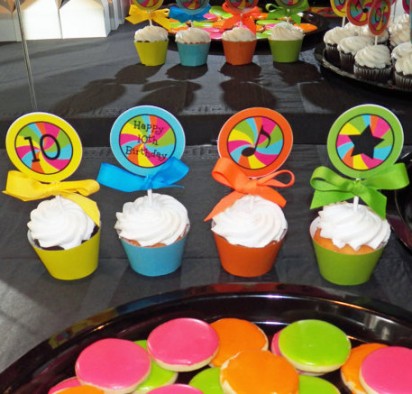 Neon Dance Party Cupcake Toppers