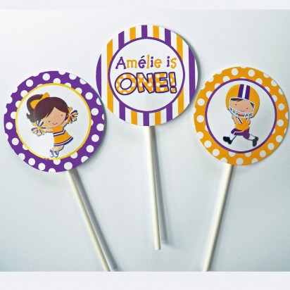 Cheerleader Football Player Cupcake Toppers