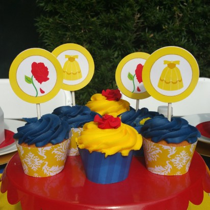 Beauty and the Beast Inspired Disney Princess Cupcake Toppers