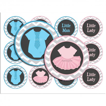 Ties and Tutus Cupcake Toppers
