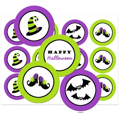 Halloween Purple Lime Cupcake Toppers
