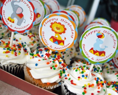 Circus Carnival Cupcake Toppers - Under the Big Top Collection