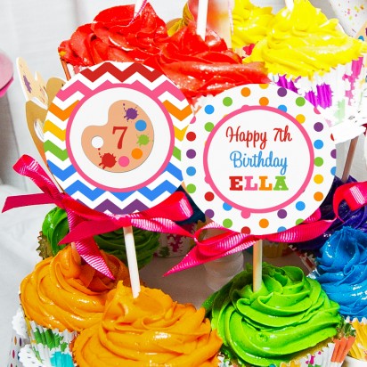 Painting Art Party Cupcake Toppers