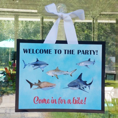 Shark Party Welcome Door Sign - Shark Reef