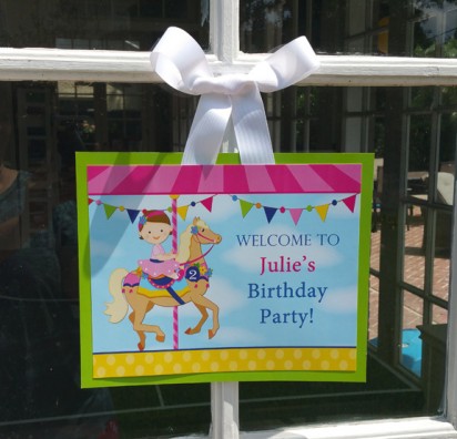 Girl's Carousel Birthday Party Welcome Sign