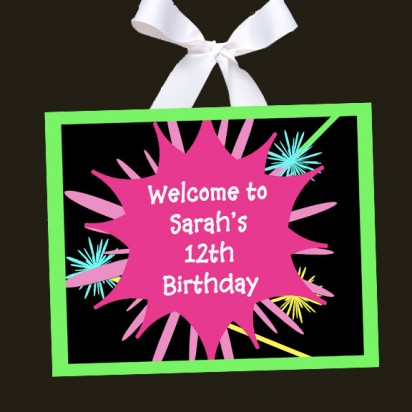 Girl's Laser Tag Party Door Sign - Neon Dreams