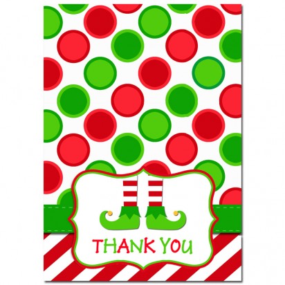 Elf Feet Folded Thank You Note - North Pole Magic