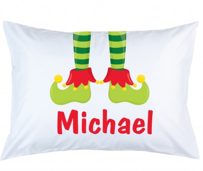 Personalized Elf Slippers Green Pillow Case