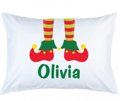 Personalized Elf Slippers Red Pillow Case