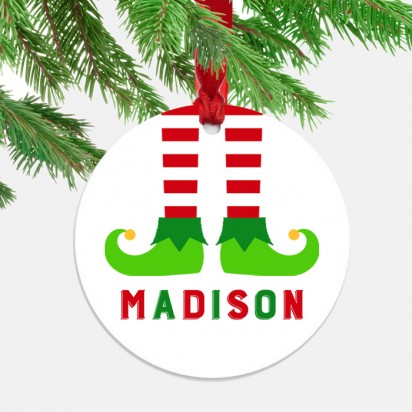 Elf Feet Ornament with ANY Wording