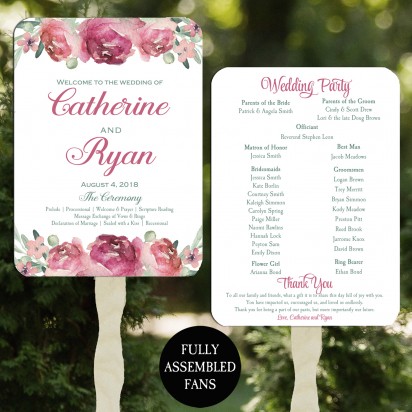 Wedding Program Fans Olive Branch Rose