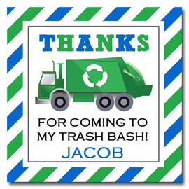 Garbage Recycle Truck Favor Tags - Trash Bash Collection 