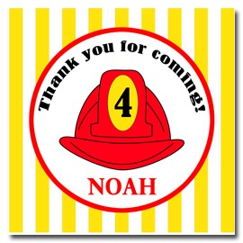 Fire Truck Party Favor Tag- Firefighter