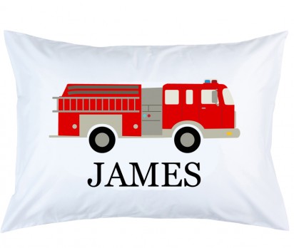 Personalized Firetruck Pillow Case