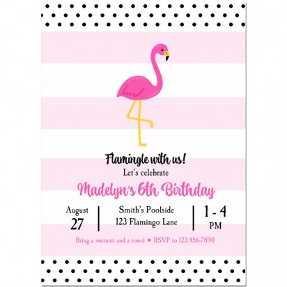 Pink Flamingo Invitation -  Preppy