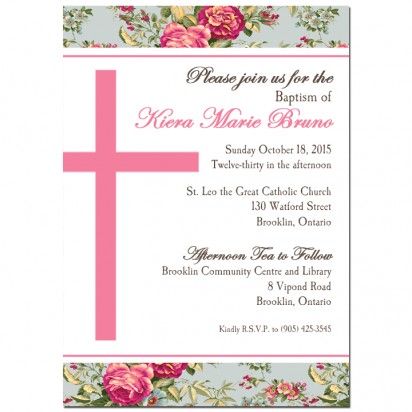 Floral Baptism Invitation