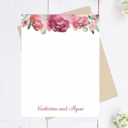 Rose and Olive Floral Personalized Note Cards