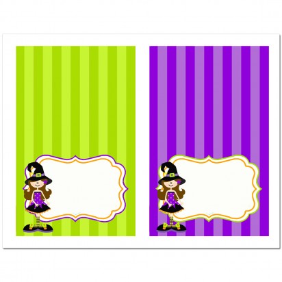 Witch Halloween Tent Style Food and Drink Labels - Cute Lil' Witch