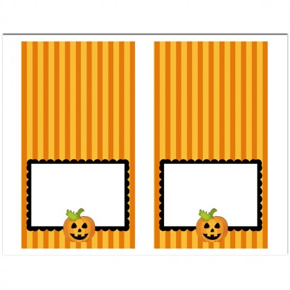 Halloween Jack-O-Lantern Tent Style Food and Drink Labels 