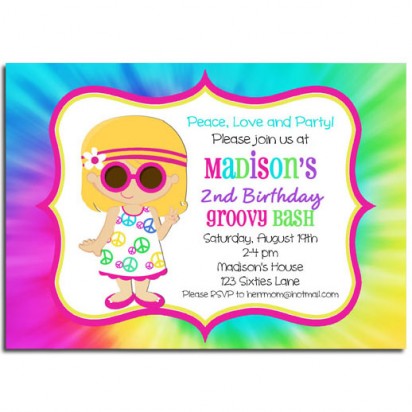 Sixties Peace Love Groovy Invitation - Groovy 