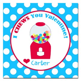 Valentine Bubble Gum 2.5" Tags Personalized