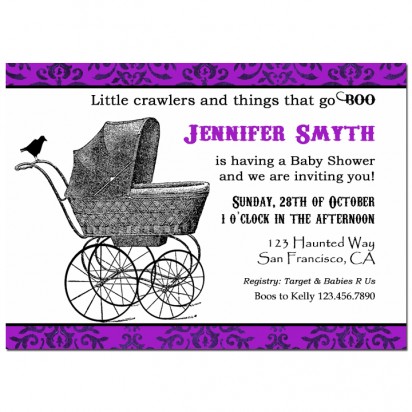 Halloween Baby Buggy Shower Invitation