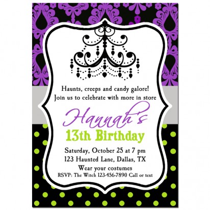 Halloween Chandelier with purple and lime