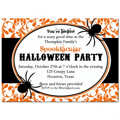 Orange Damask with Spiders 