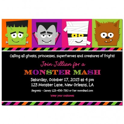Girl's Monster Bash Halloween Invitation - Monster Mash Bash Pink 