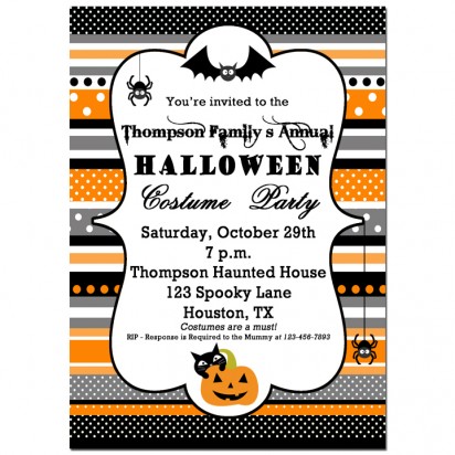 Orange and Black Halloween Ribbon Invitation