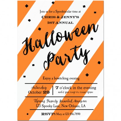 Halloween Party Invitation - Stripe Confetti