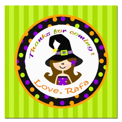 Witch Halloween Party Favor Tags - Cute Lil' Witch
