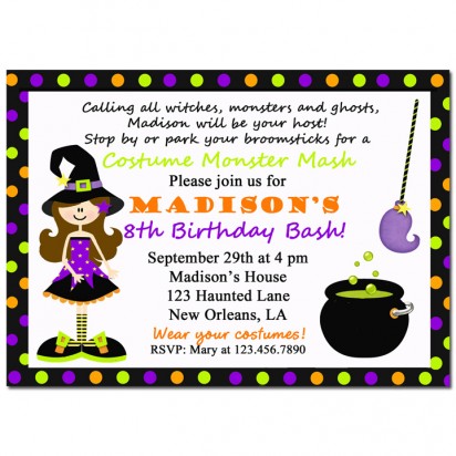 Witch Halloween Party Invitation - Cute Lil' Witch