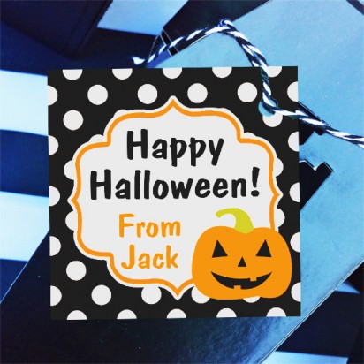 Halloween Pumpkin Polka Dot Tag