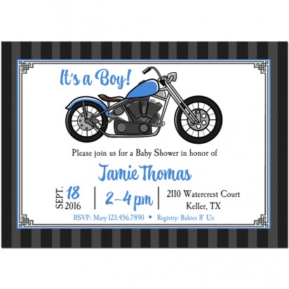 Motorcycle Party Invitation - Blue