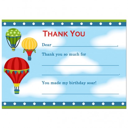 Hot Air Balloon Boy Thank You Note