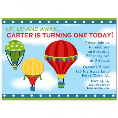 Hot Air Balloon Boy Party Invitation