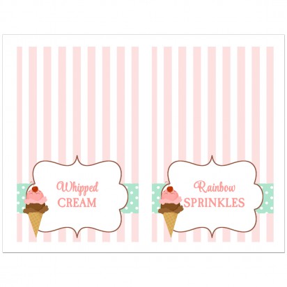 Ice Cream Topping Tent Style Food and Drink Labels