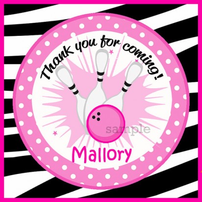 Girl's Bowling Zebra Love Favor Tags - Zebra Girl All Star Bowling Collection