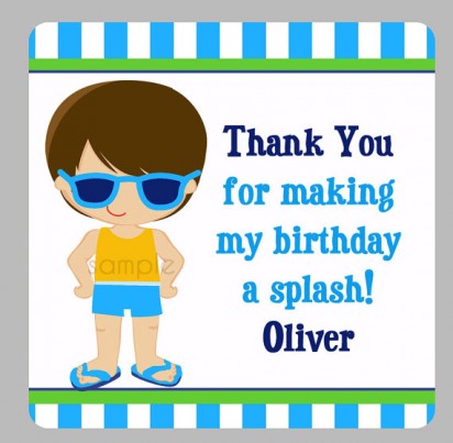 Boy's Pool Party Favor Tags - Pool Boy Swim Collection