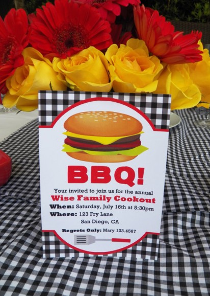 Black Gingham BBQ Invitation